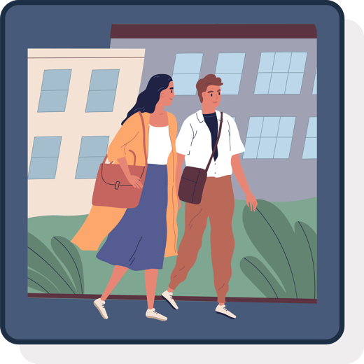 Illustration of colleagues walking