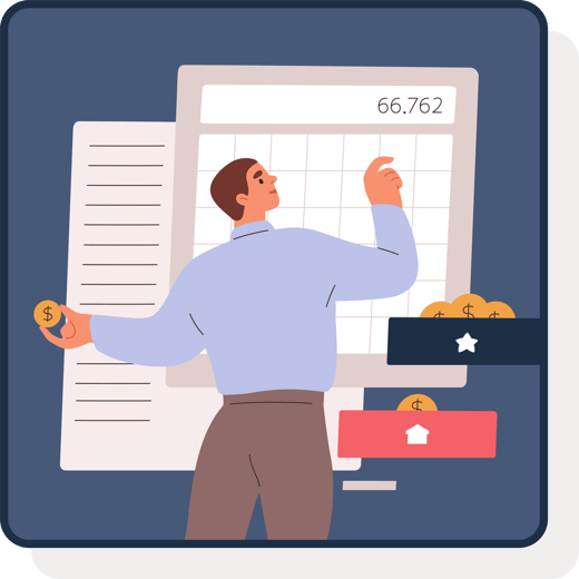 Illustration of person managing money